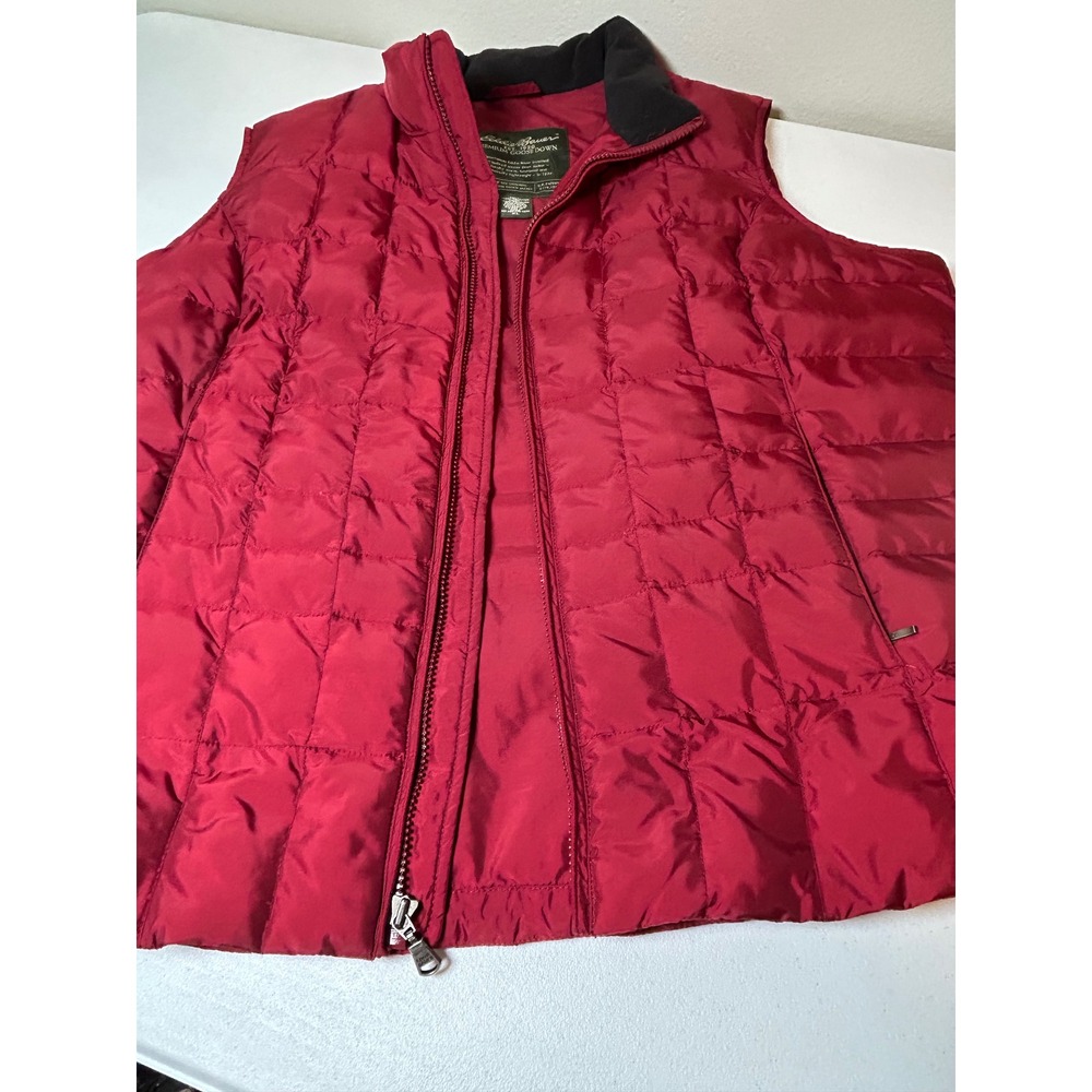 Eddie Bauer Puffer Vest Women's XL Red Quilted Goose Down Full Zip Fleece Collar - Picture 7 of 10
